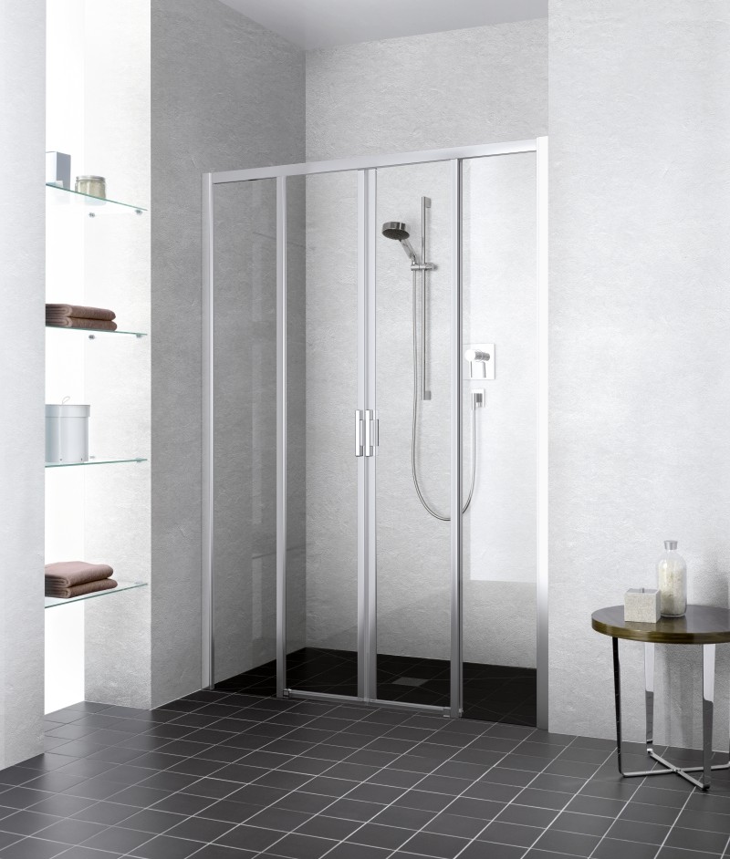 Kermi Gleittür Liga D4B 1230x1850, silber hochglanz ESG klar LID4B12318VAK