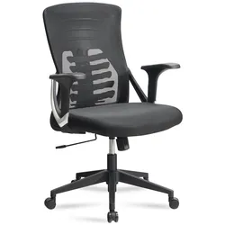 KADIMA DESIGN Bürostuhl Schwarz Mesh-Bezug Schreibtischstuhl bis 120 kg, Drehstuhl höhenverstellbar mit Lendenwirbelstütze, Stoff-Schreibtischsessel ergonomisch