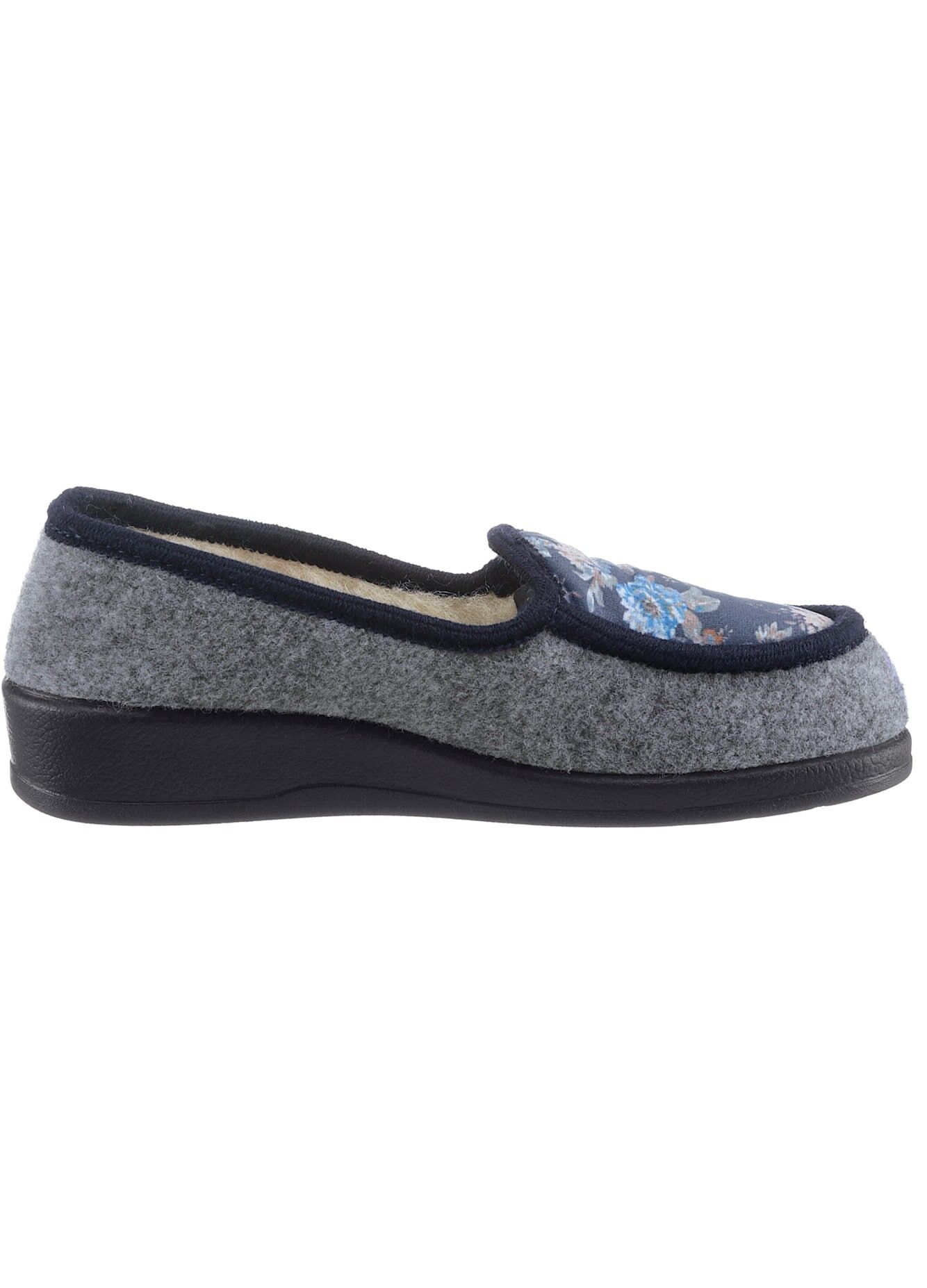 Hausschuh SCHAWOS, Damen, Gr. 42, Schurwolle, grau, Textil, Schuhe Hausschuh grau 42, Schurwolle