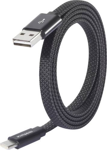 Renkforce USB-Kabel USB 2.0 USB-A Stecker, USB-C Stecker 1.00m Schwarz mit magnetischer Aufwicklung RF-6872560