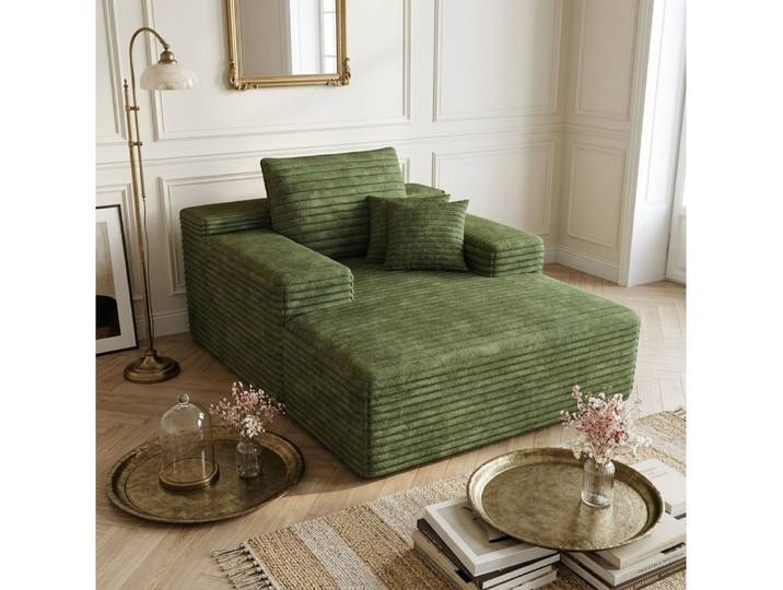 Soverkim Schlafsofa Bequemes Corduroy-Sofa mit tiefer Sitzfläche, Chaiselongue, Schwamm, 1 Teile, für Wohnzimmer, Schlafzimmer, Wohnung