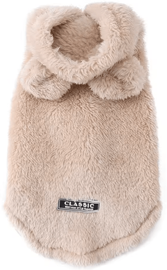 Inspire Curations CozyPaws Fleece Pet Hoodie Cat Sweater For Warmth, Comfort & Cold Weather Style beige s