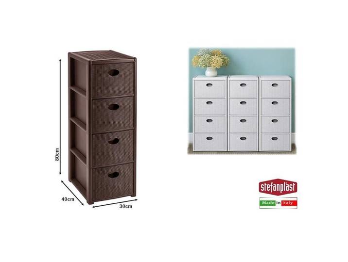 Stefanplast Elegance Commode à 4 tiroirs en polypropylène 40 x 37 x (H) 80 cm 30 x 40 x (H) 80 cm - SF30302
