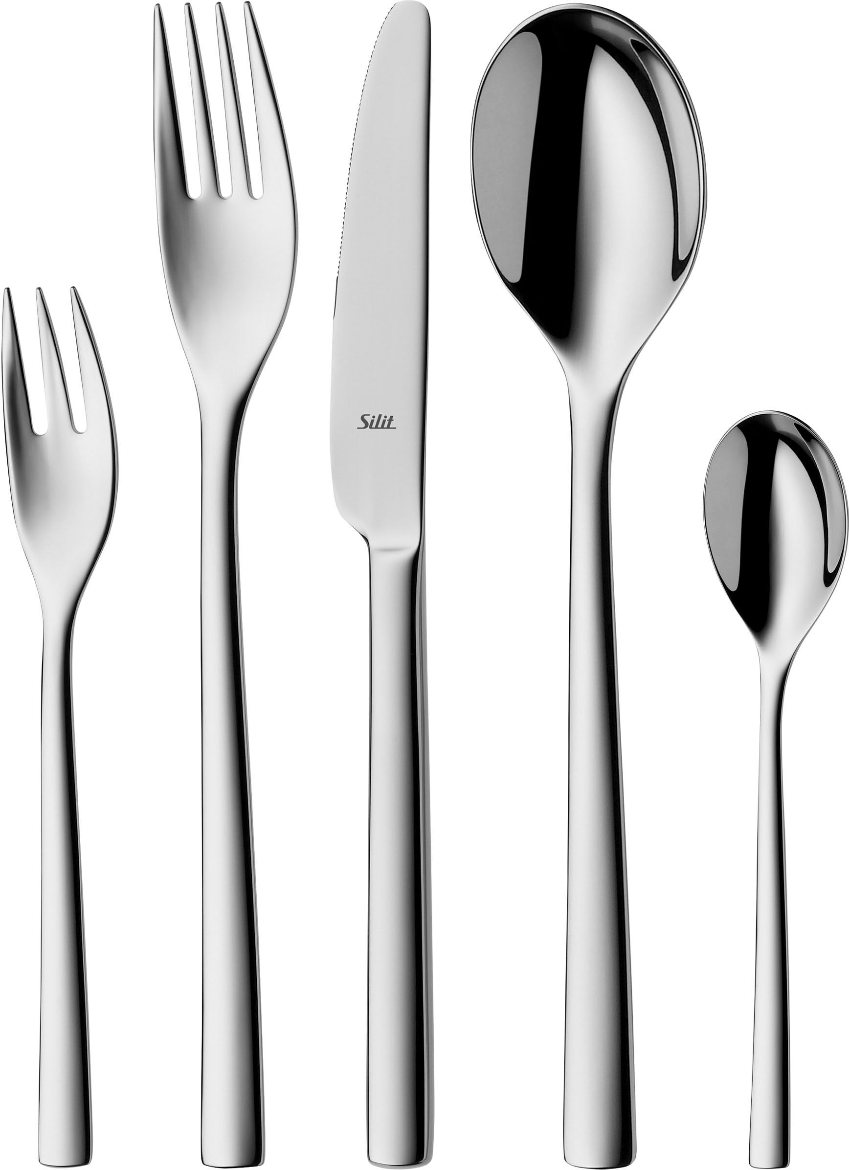 Besteck-Set SILIT "Trend", edelstahl, 30 Stk., Edelstahl 18/10, Essbesteck-Sets, Besteck-Set, poliert, Crominox: Edelstahl 18/10, Wellenschliff