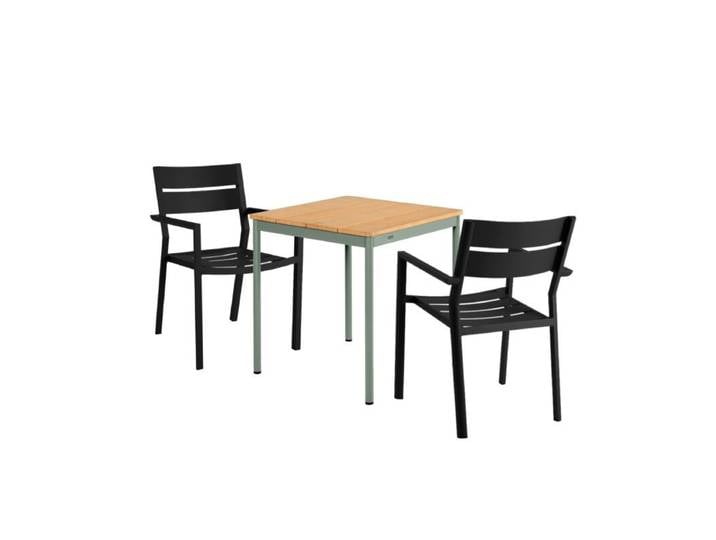 Brafab Delia/Nox Bistro Gartenmöbel-Set 3-teilig, Tischplatte Bambus 70x70 cm Trendig &amp; bunt stapelbar