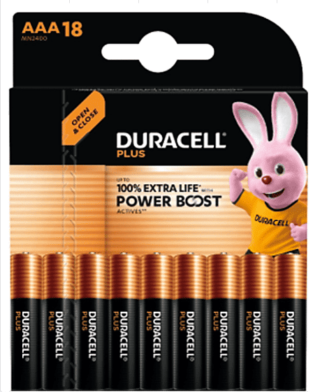 Pilas AAA - Duracell Plus Power Boost LR03 , Pack de 18, 1.5V