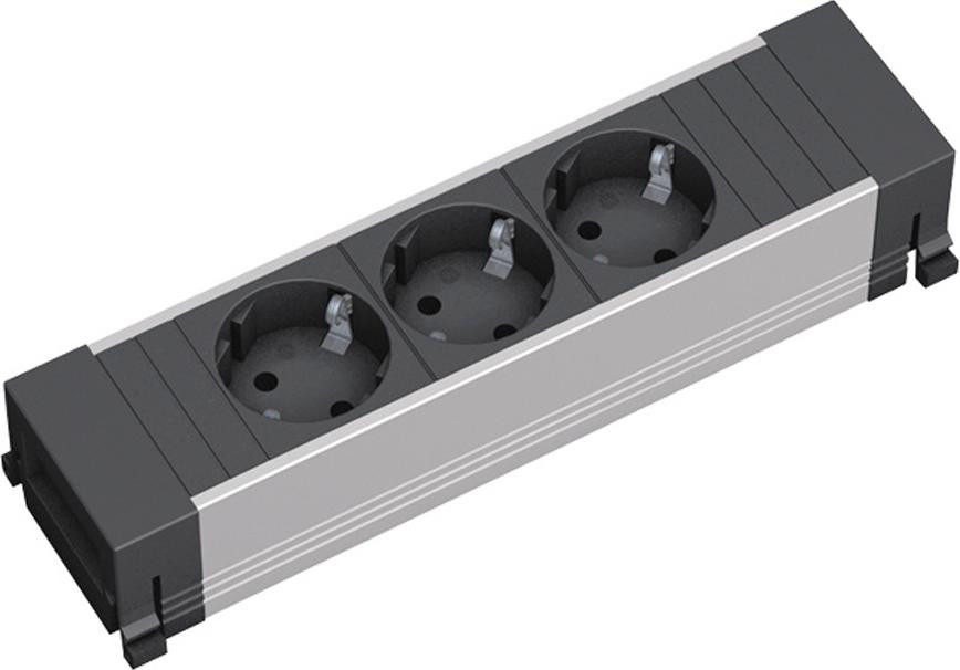 Bachmann Power Frame stopcontactunit, 3-voudig, aluminium profiel