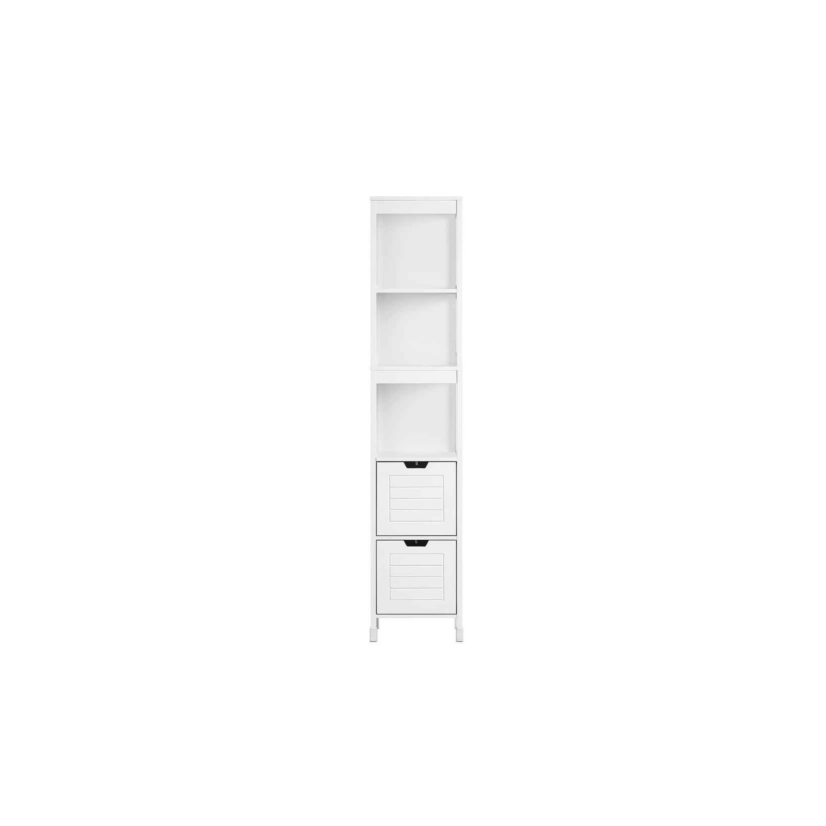 SoBuy Badezimmer-Hochschrank mit 2 Schubladen Weiß 30x30x145cm Modern