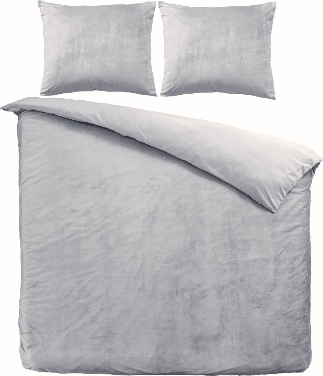 Beau Maison Velvet Dekbedovertrek Grijs - 140 x 200 cm met 1 kussensloop