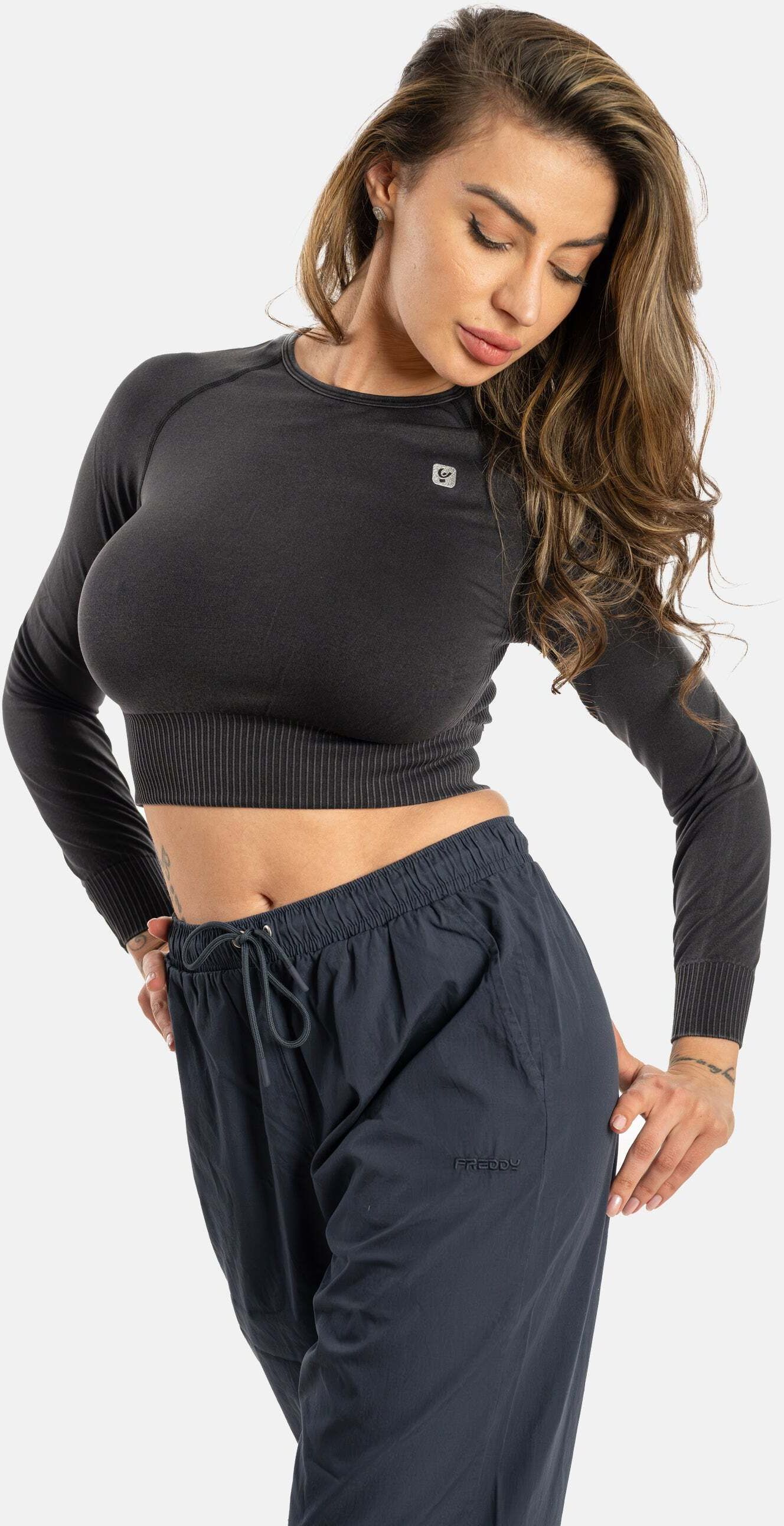 Sweathose FREDDY "Hosen ANINES404", Damen, Gr. XS, EURO, blau (dazzling blau), Obermaterial: 100% Baumwolle CO., Hosen Sweathose dazzling blau XS, EURO