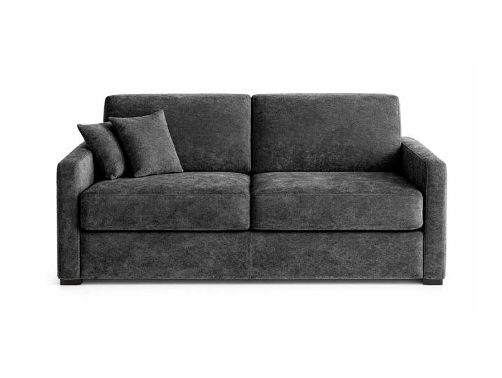 PALAVAS - Petit canapé lit 2 places - Velours, Gris anthracite