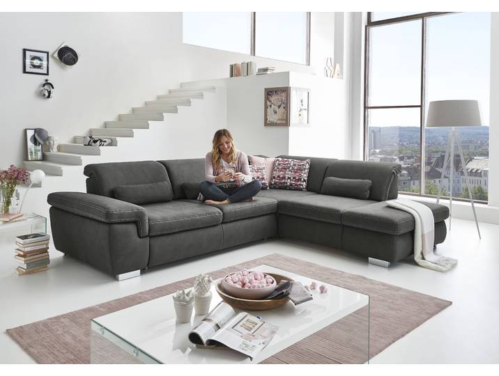 Ecksofa, 320x260 cm, Polyester, Anthrazit, Sitztiefenverstellung, Modern