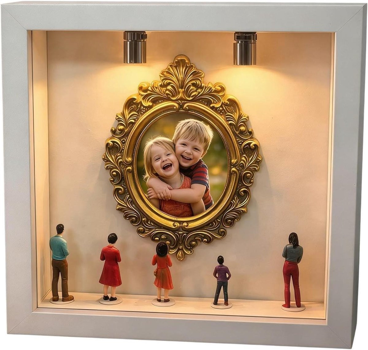 Mini Museum Silhouetdoos Presentatiedoos voor Souvenirs en Aandenkens - Goud - 16,9 x 16,9 cm