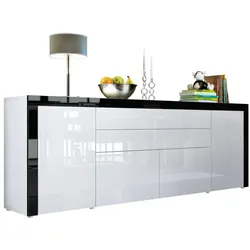 SIDEBOARD La Paz Weiß Hochglanz / Schwarz Hochglanz