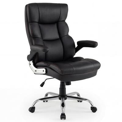 COSTWAY Chefsessel, Ergonomisch mit klappbaren Armlehnen und Wippfunktion, Höhenverstellbar, Drehstuhl