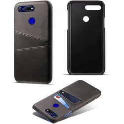 Screenguard Honor View 20 CardCaddy Leder Backcase mit Kartenfächern (Honor View 20), Smartphone Hülle, Schwarz