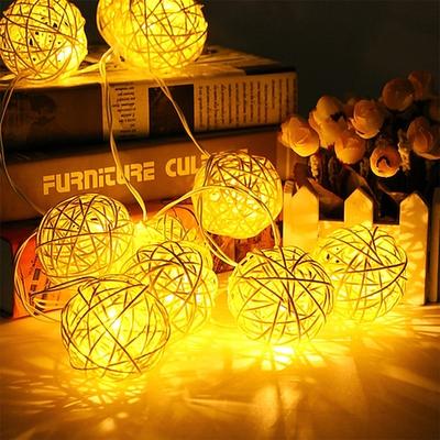 Elegante Hochzeitsempfangs Feier 2M Rattanball Lichterkette 20 LEDs Lichterkette batteriebetrieben warmes Weiß RGB weiß blau dekorative Lichter für Hochzeit und Feier