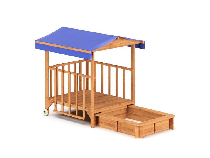 Spielhaus Holz mit Sandkasten
