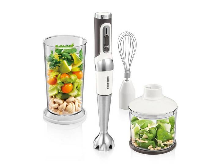 Tescoma Akku-Stabmixer Tescoma GrandCHEF kabelloser Stabmixer 180 W mit Zubehör, 180 W, Verstellbarer Griff mit 3 Positionen für vielseitiges Arbeiten