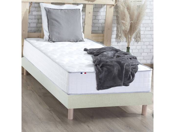 Pack Matelas Ressorts Astre Sommier Couette Et Oreillers Français 90 X 190 Sommier Beige