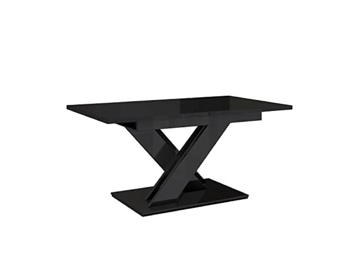 MEBLINI Esstisch Ausziehbar - Esszimmertisch Modern - Küchentisch - Säulentisch - Ausziehtisch - Dining Table - Esszimmertische - 140-180x80x75cm - Bronx - Schwarz Hochglanz