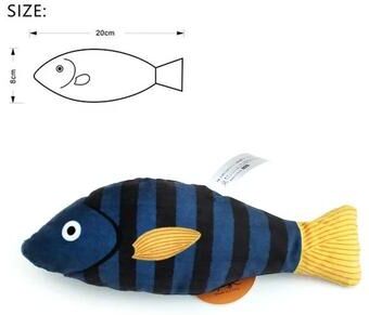 Uplift Essentials 3D Simulation Catnip Interactive Plush Fish Toy tiger Print Carving
