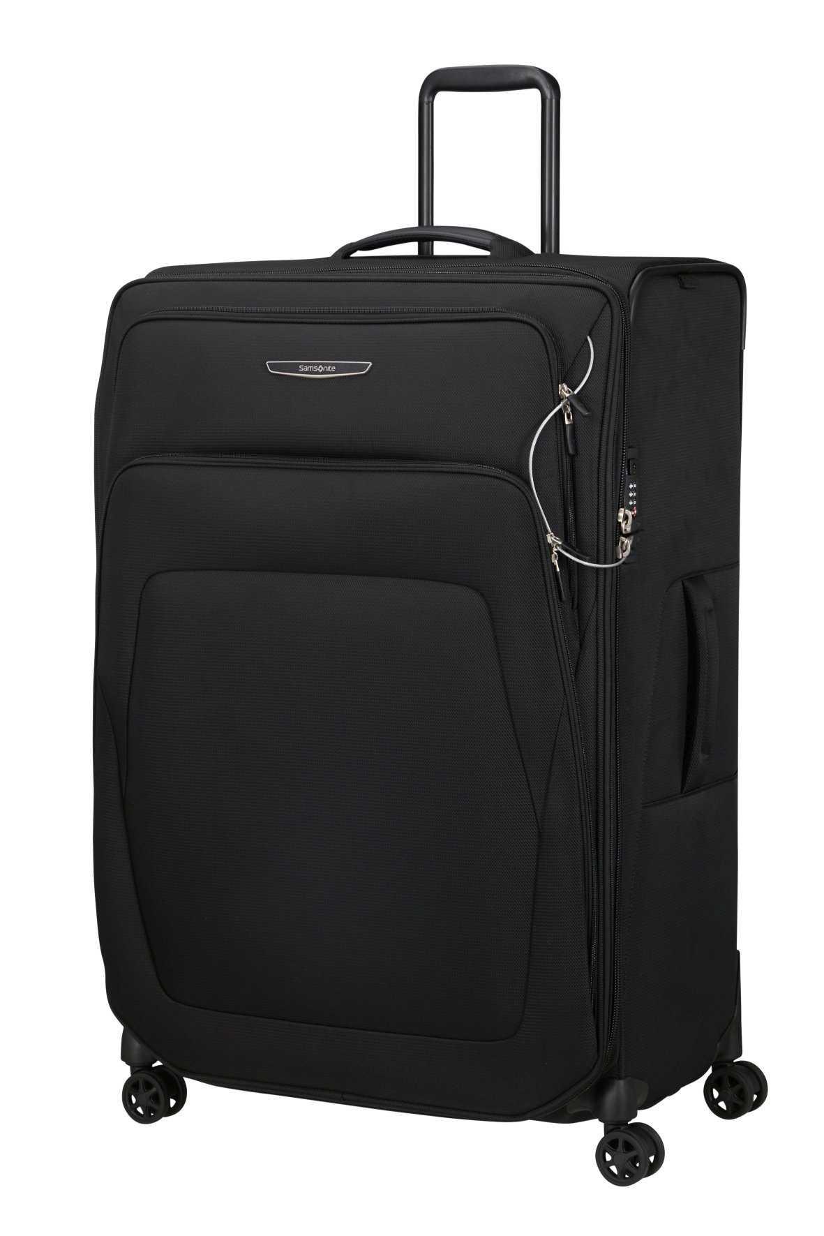 Samsonite Spark Sng Eco, Karre, Soft Shell, Schwarz, Kabine, 4 Rad/Räder, Zahlenschloss
