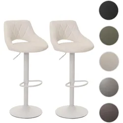 2er-Set Barhocker HWC-N64, Barstuhl Tresenhocker, Fußablage drehbar, Kunstleder Metall ~ weiß