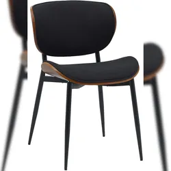 DELUKE Besucherstuhl PRAGUE - Samt Walnuss/schwarz 50x54x80 cm | Besucherstühle Konferenzstuhl Wartezimmerstuhl Bürostühle Bürostuhl Konferenzraum
