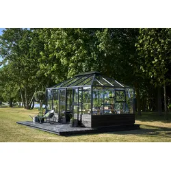 Juliana Gewächshaus Grand Oase anthrazit - 3 mm Sicherheitsglas - für Mauer - 13,0 m2
