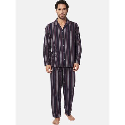 Schlafanzug BABISTA "Schlafanzug CORLINO", Herren, Gr. L, blau (blau gestreift), Obermaterial: 100% Baumwolle CO., Homewear-Sets Schlafanzug