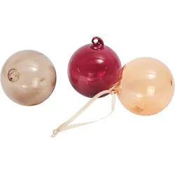 Ferm Living Bombki M, halbtransparent, gold, gelb und rot, 3 St.