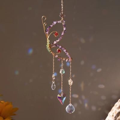Inspired Living Crystal Suncatcher Wind Chime With Rainbow Prism Light Catcher 1