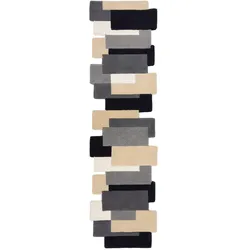 LÄUFER HALLEIN, in Grau-Beige, Farbblöcke, 60 x 230 cm