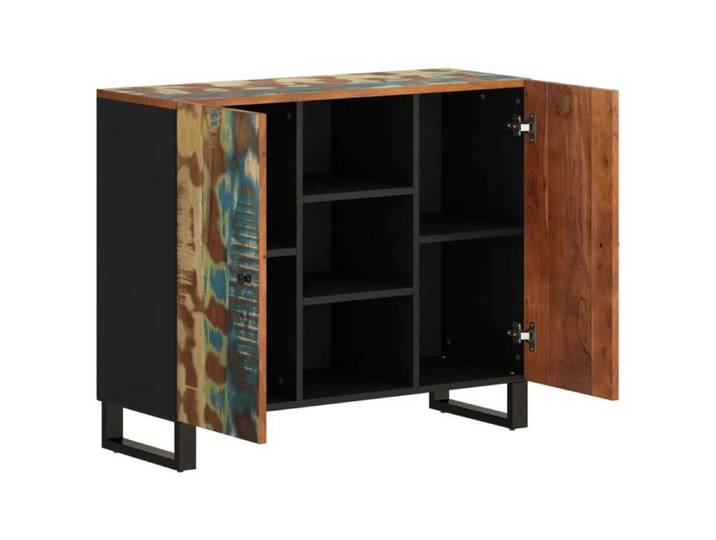 Meuble Rangement - HAOSHOP - Buffet avec 2 portes 90x33x75 cm bois massif de récupération&01_31378