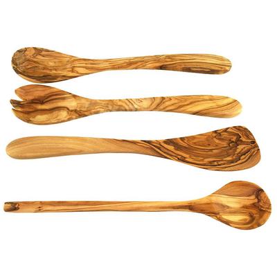 Kochbesteck-Set OLIVENHOLZ-ERLEBEN "aus naturbelassenem Olivenholz", braun (holzfarben), Massivholz, Kochbesteck-Sets, Schonend zu Pfannen & Töpfen, geschmacksneutral