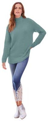 Plus Size Women's Eyelash Mockneck Sweater by Roaman's in Cool Sage (Size 3X)