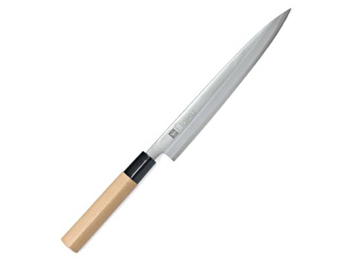 Haiku Sashimi Messer H-07 - Yanagiba Japanisches Fischmesser mit 21 cm Klinge, Einseitiger Schliff, Naturholzgriff, Profi Küchenmesser