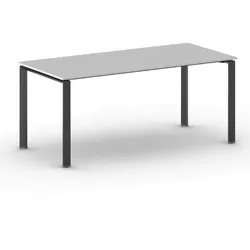 Konferenztisch PRIMO INFINITY 180x90 cm, schwarzes Metallgestell, grau