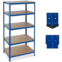 Relaxdays Schwerlastregal, 5 Ebenen, Traglast 1325 kg, Steckregal Keller, Garage, Werkstatt, 180x90x60, Metall/MDF, blau