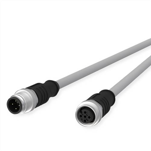Metz Connect M12 Sensor-/Aktorleitung, A-kodiert, M12 Stecker gerade - M12 Buchse gerade, grau, 10m