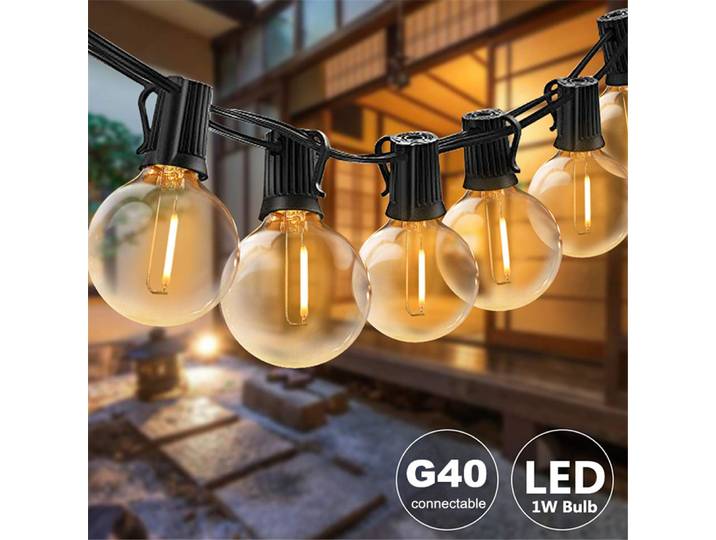 Guirlande lumineuse Globe LED G40, 15-30M, avec boule transparente, Vintage, pour l'extérieur, pour mariage, fête de noël, Patio, vacances