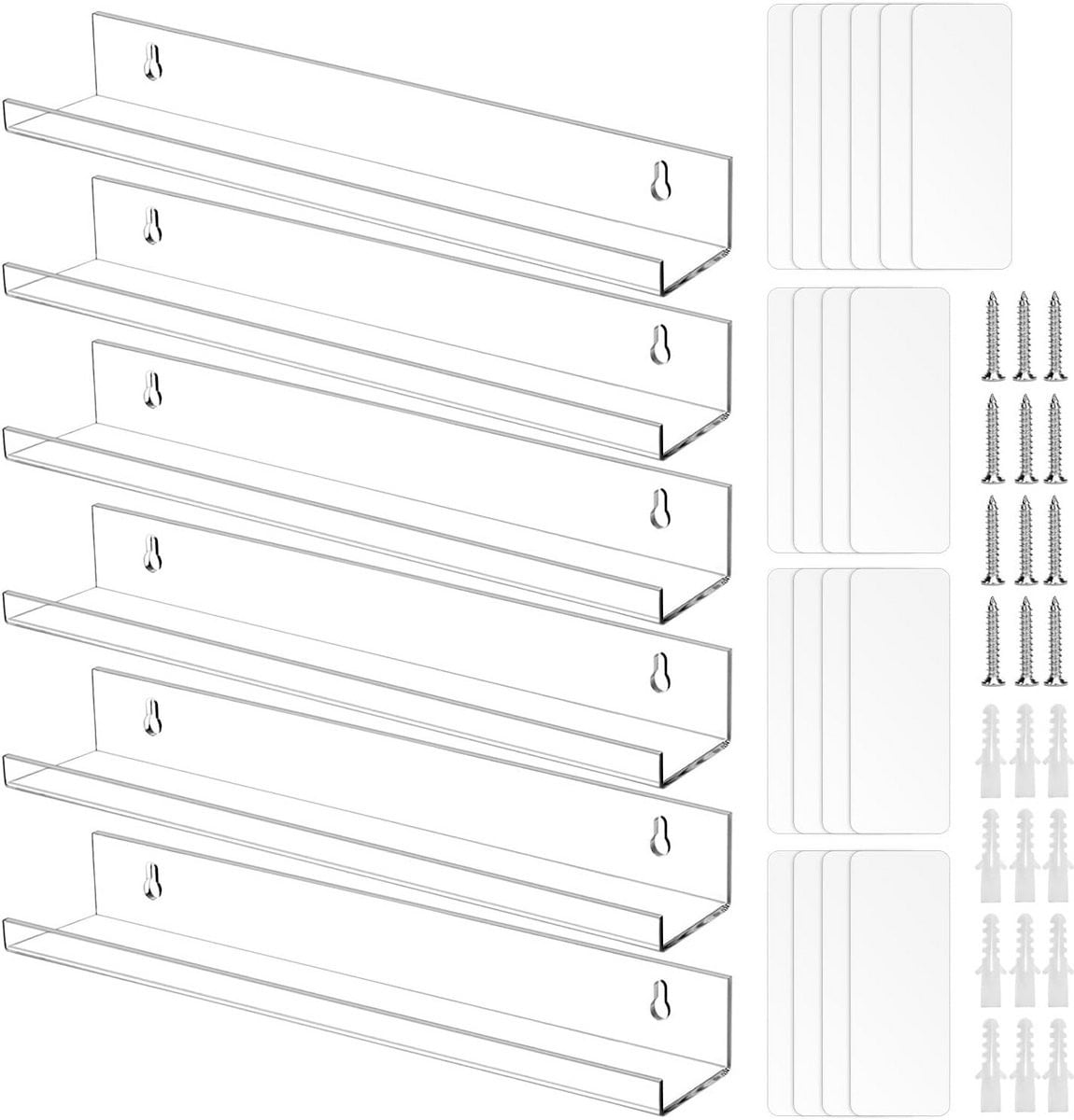 6-pack Wandplank voor Vinylplaten - Acryl Display Standaard met Bevestigingsmateriaal