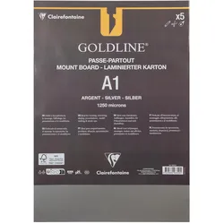 Clairefontaine, Bastelpapier, Goldline Passepartoutkarton A1, 10 Bogen 1,25mm - Silber