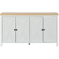 SIDEBOARD Weiß 4 Türen Multifunktional Schrank mit 2 Partitionen