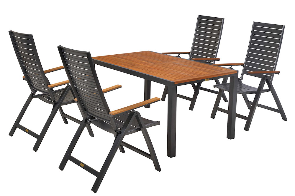 MERXXHANDELS Astros Set 5tlg Alu/Kunststoff Tisch 150 x 90 cm 16980304