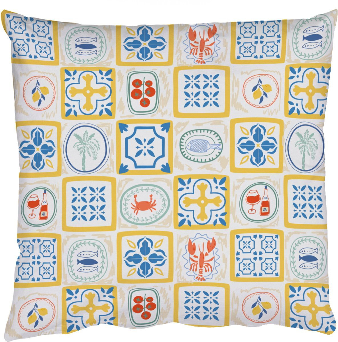 PillowMonkey Sierkussen Mozaïek Vis - Zee - 40 x 40 cm