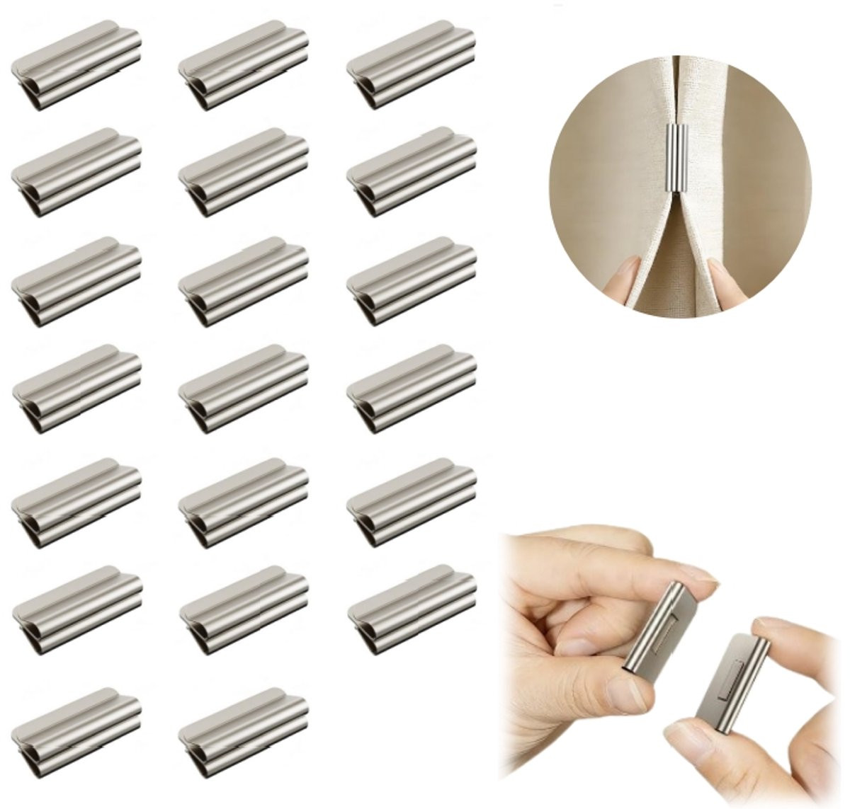 20 stuks Magnetische gordijn clips - Zilver