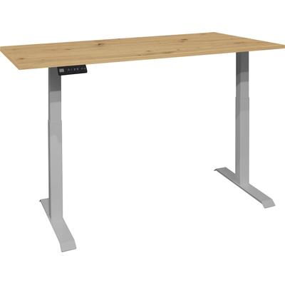 Schreibtisch MÄUSBACHER "Big System Office", silber (silber, asteiche, silber, asteiche), B:120cm, Tische, Schreibtisch, Breite 120 cm, elektrisch höhenverstellbar
