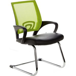 hJh-OFFICE Visto Net Besucherstuhl, Kunstleder/Netz grün, Freischwinger mit Armlehnen, 650440